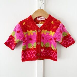 CLAYEUX red chenille cardigan
